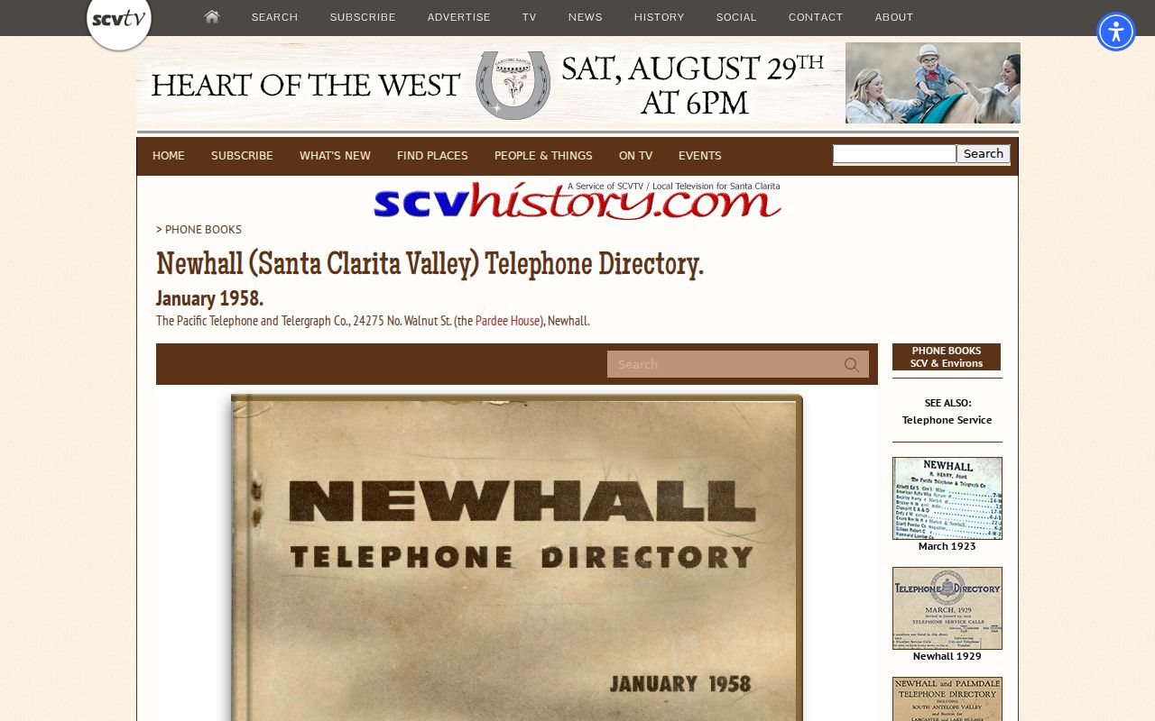 Santa Clarita previous residents 1958 telephone directory page