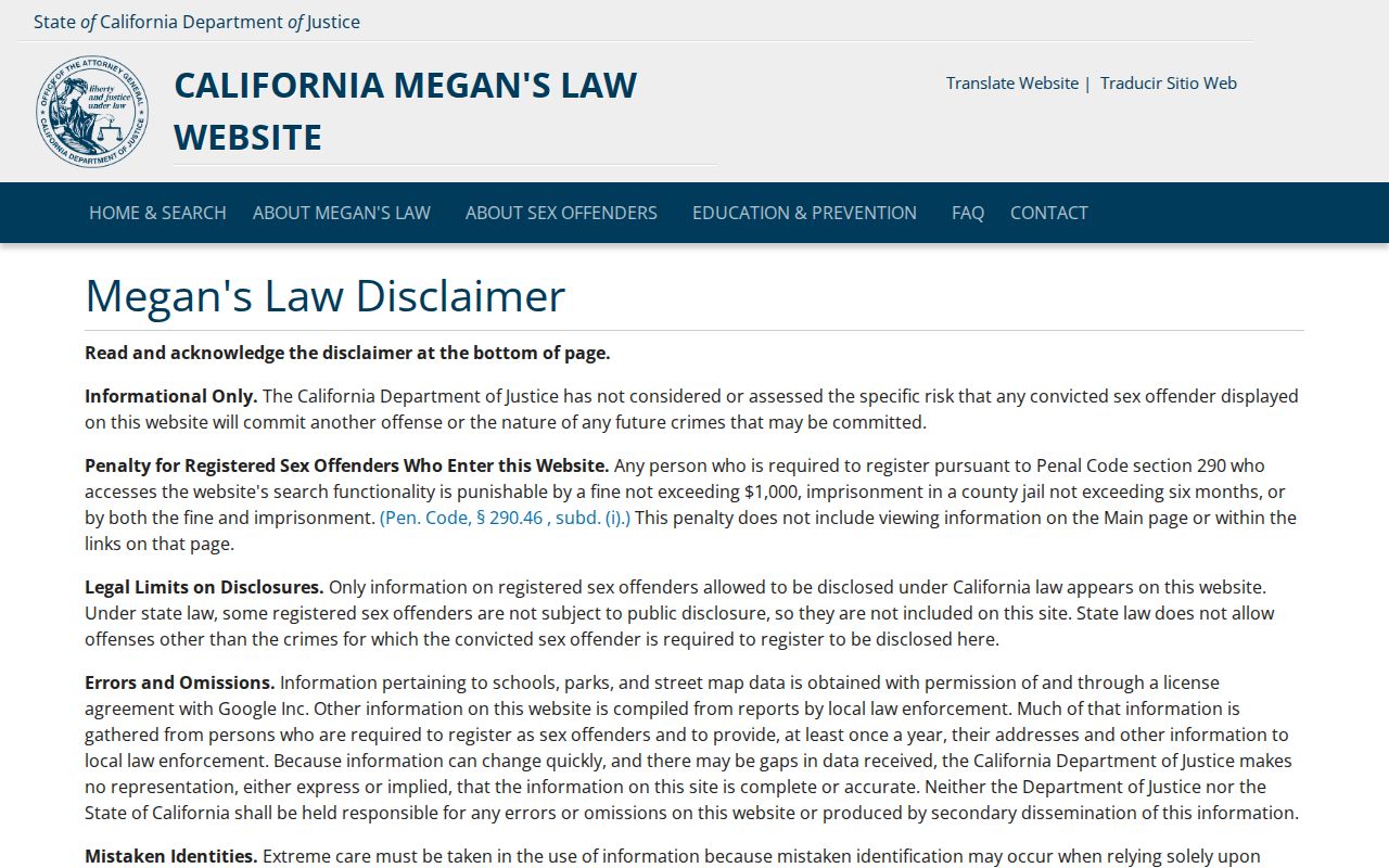 Santa Clarita resident lookup California Megan's Law search