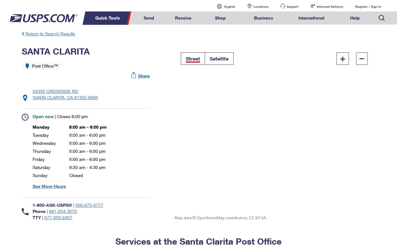 Santa Clarita ZIP code directory USPS facility detail